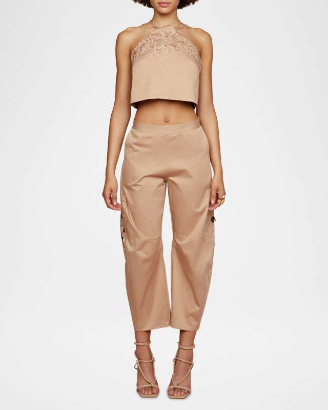 Blissett Laser-Cut Floral Pants